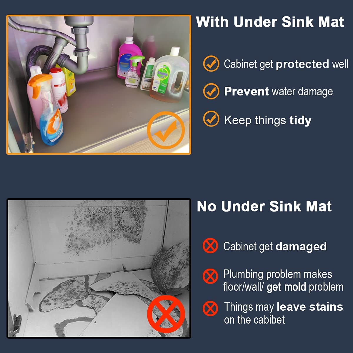 Silicone Under Sink Mat – Kitchen Cabinet Liner Protector