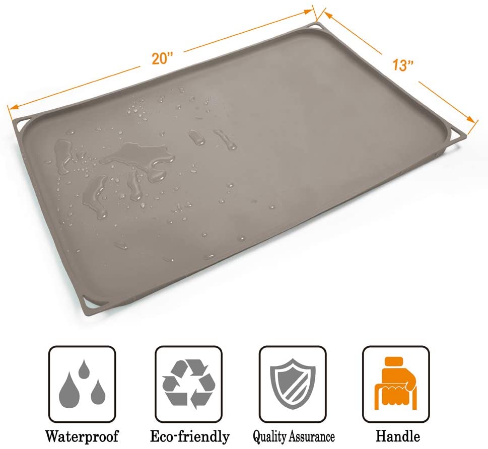 Pet Food Mat Waterproof Dog Mat  – 0.5 inch Raised Edge, Dog Cat Silicone Feeding Placemat Water Bowl Tray for Floors, Nonslip Washable Dog Mat for Food and Water