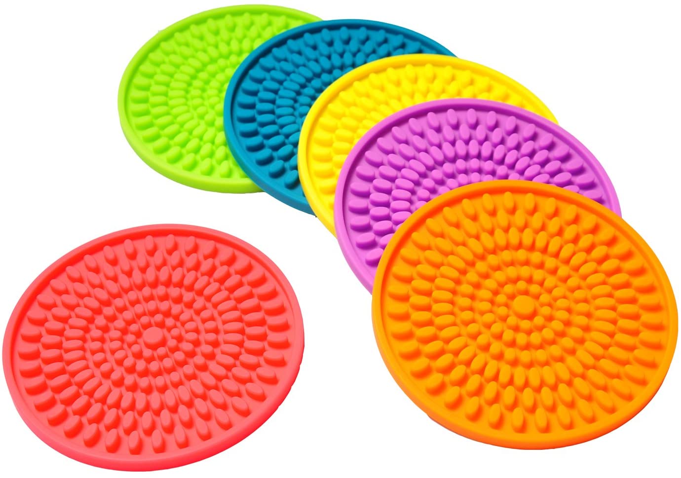 Colorful Coasters for Drinks Absorbent, Rubber Drink Coaster Set, Silicone Rainbow Coasters for Kids Coffee Table Desk