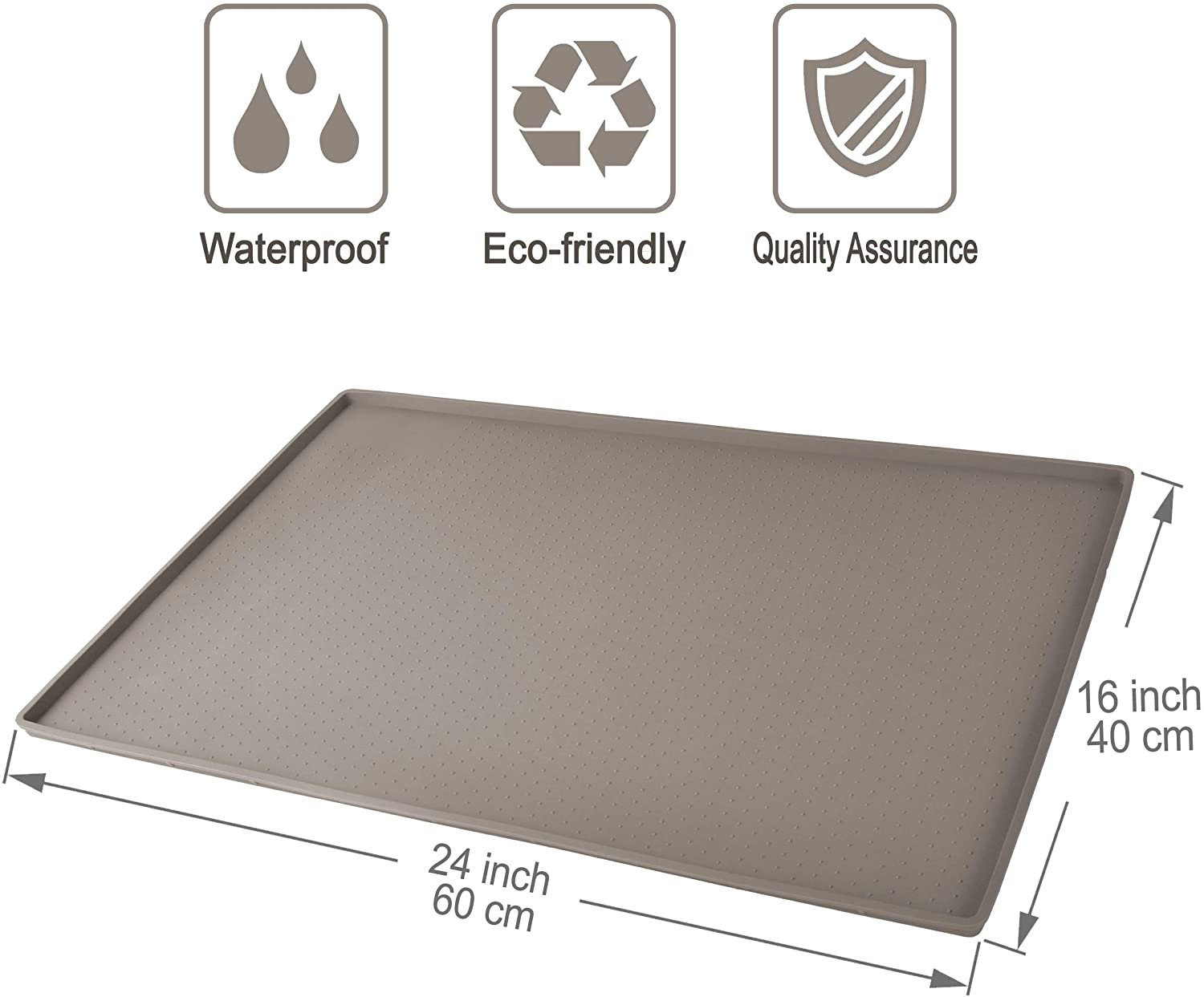 Kindga Pet Food Mat Waterproof Dog Mat XL (24x16) – 0.5 inch Raised Edge, Dog Cat Silicone Feeding Placemat Water Bowl Tray for Floors, Nonslip Washable Dog Mat for Food and Water