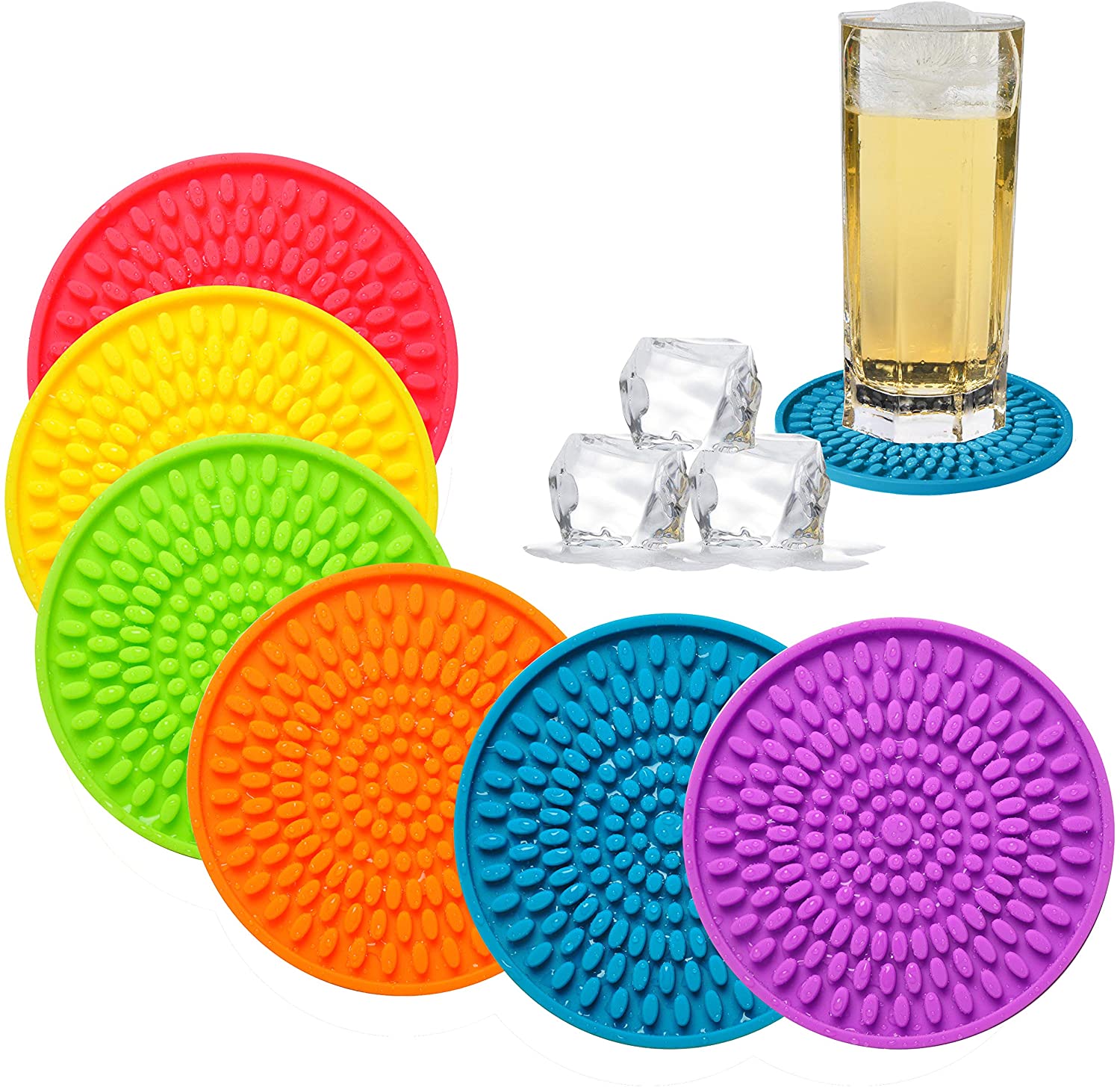 rainbow drink coasters