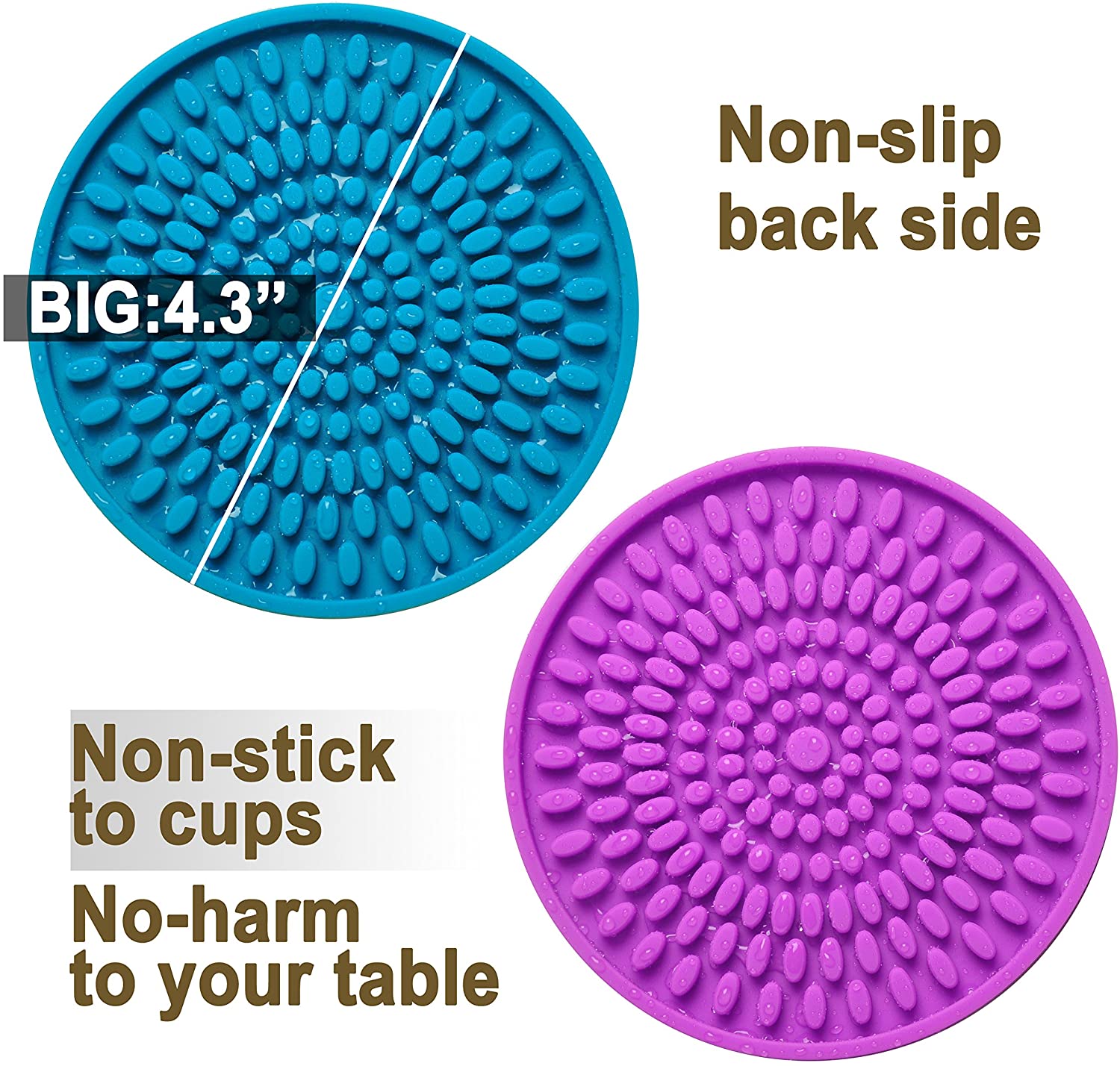 Colorful Coasters for Drinks Absorbent, Rubber Drink Coaster Set, Silicone Rainbow Coasters for Kids Coffee Table Desk