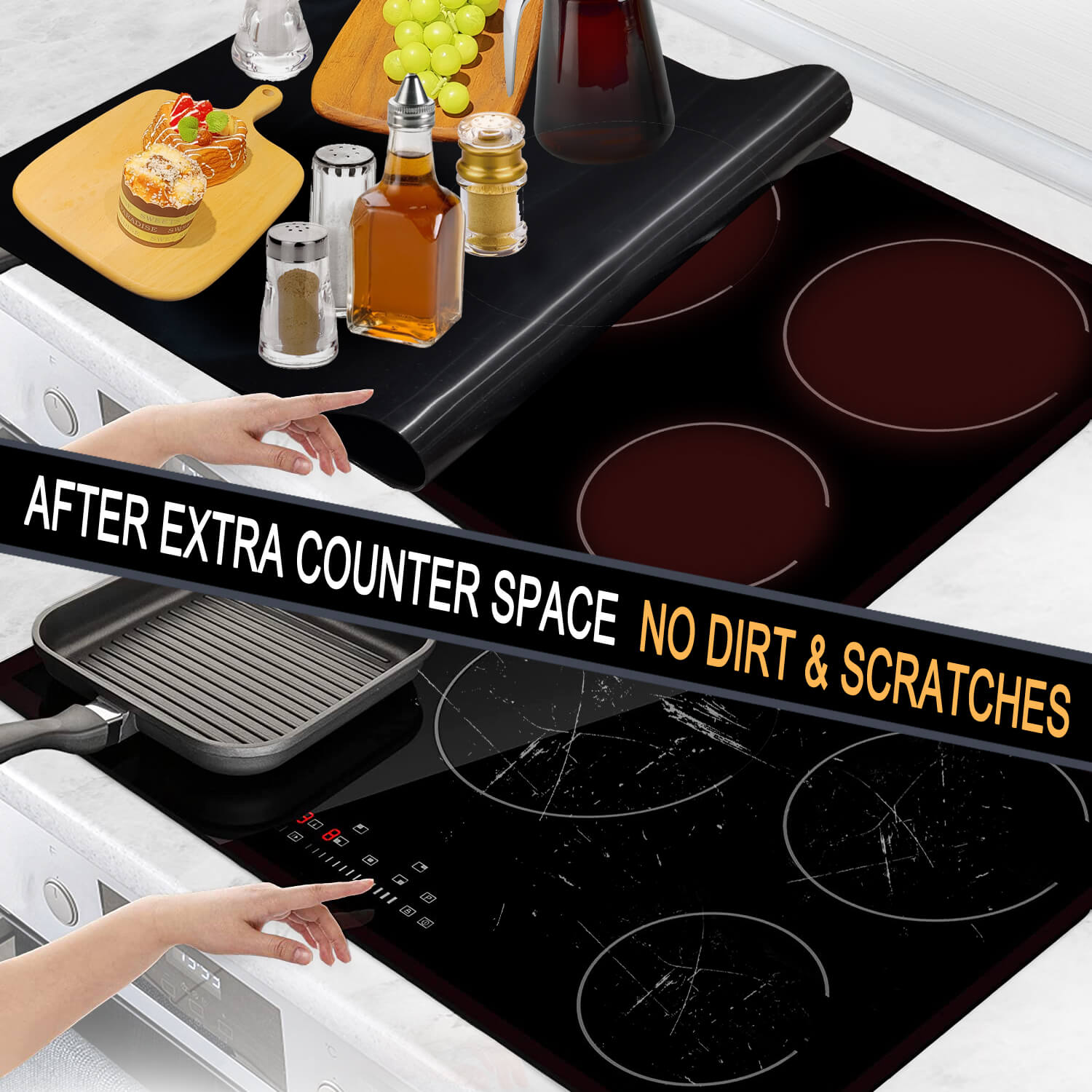 Stove Top Cover for Electric Stove Mats for Kitchen Counter Large Dish  Drying Mat Glass Top Stove Cover Cooktop Protector Bar Mat Heat-Resistant